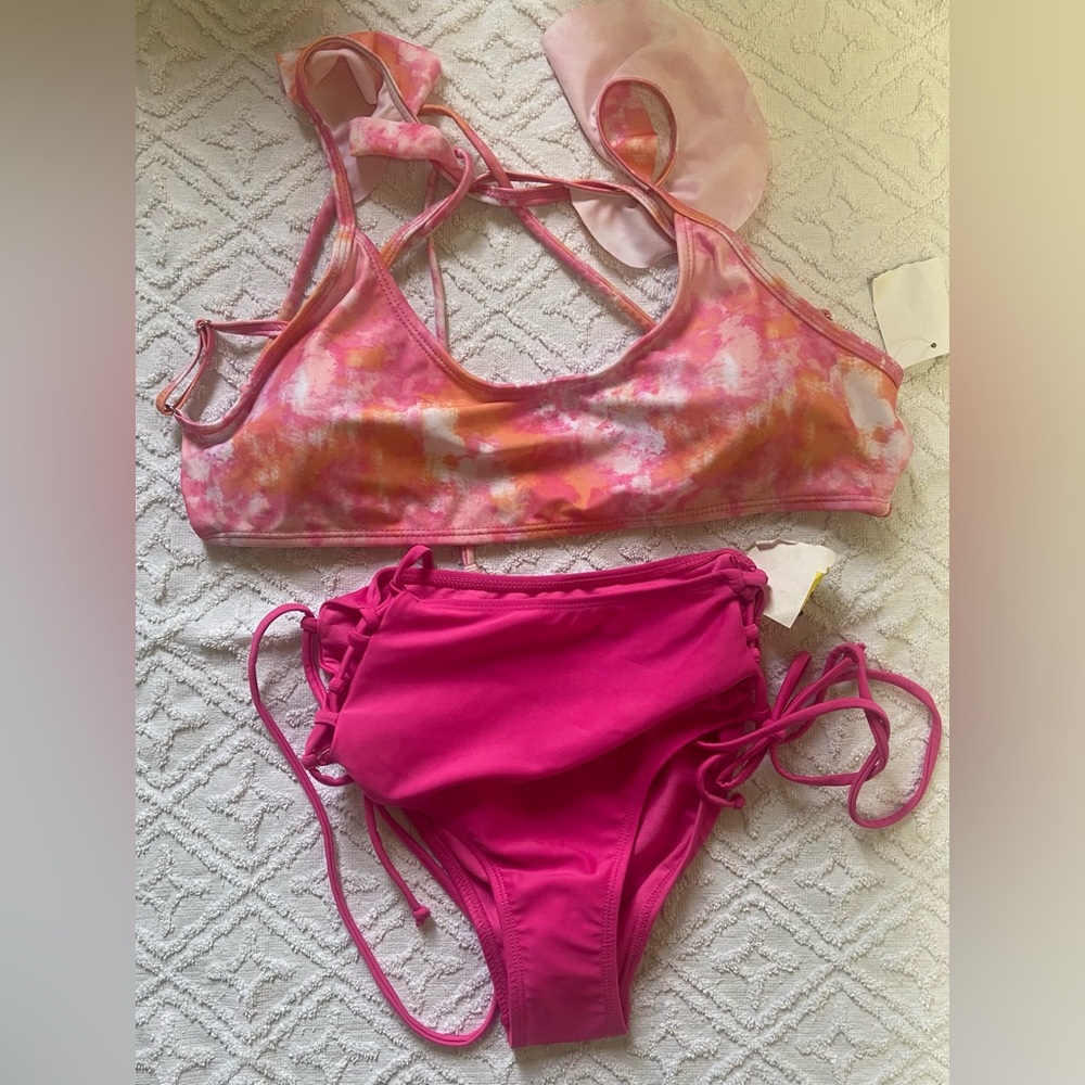 LALA Girls Pink Tie Dye Top Bikini Size Medium